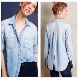 Cloth & stone chambray button down blouse size sm